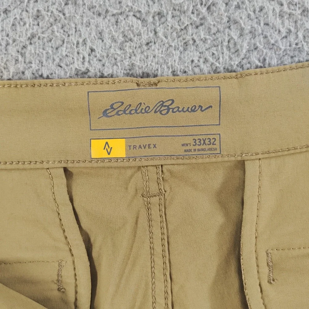Eddie Bauer Pants Mens 33x32 Tan Travex Tech Mid-Rise Straight Leg Stretch Chino